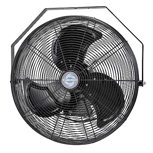 Tornado 20 Inch Outdoor Rated IPX4 Water-Resistant High Velocity Fan Industrial Workstation Wall Mount Fan For Commercial, Industrial, Residential, Greenhouse Use 3 Speed 4750 CFM UL Safety Listed