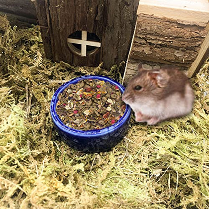 kathson 2 Pcs Hamster Food Bowl Guinea Pig Ceramic Water Bowl Small Animal Feeding Dish for Dwarf Hamster Gerbil Syrian Ferret Hedgehog Chinchilla Bunny (Navy)… - color: Navy