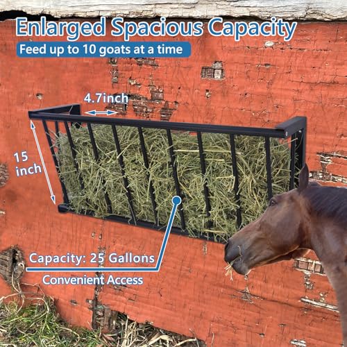 Wall Mount Hay Rack, 40'' Long Livestock Hay Feeder with 25 Gallon Capacity, Carbon Steel Hay Feeder for Sheep, Goats, Horses, Indoor Outdoor Uses - size: 25INCH
