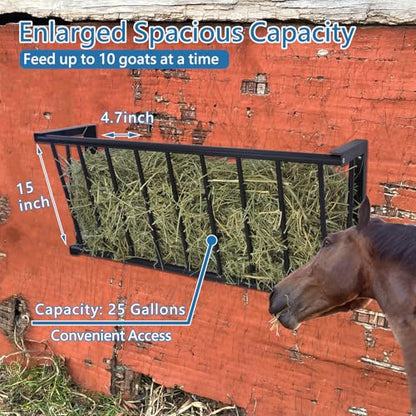 Wall Mount Hay Rack, 40'' Long Livestock Hay Feeder with 25 Gallon Capacity, Carbon Steel Hay Feeder for Sheep, Goats, Horses, Indoor Outdoor Uses - size: 25INCH