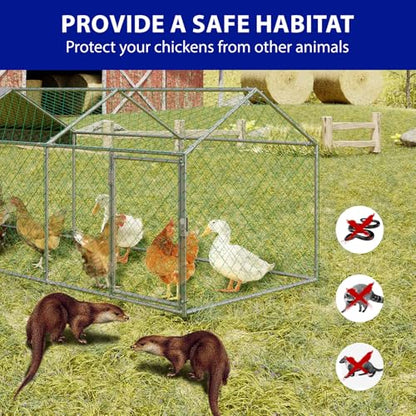 Garvee Large Metal Chicken Coop with Run, 120 in x 40 in x 40 in Chicken Run with Cover, Outdoor Walk in Poultry Cage, for Small Animals Duck Rabbit Hen Chicken Supplies - Silver