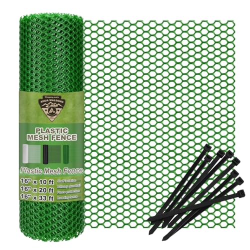 Plastic Wire Mesh Fence 16In x 10Ft, Chicken Wire Fencing for Poultry, Dogs, Rabbits, Snake Barrier, Garden Netting, Balcony Pet Barrier, Lightweight Plastic Mesh for Outdoor Use Green - color: Green, size: 16IN x 10FT