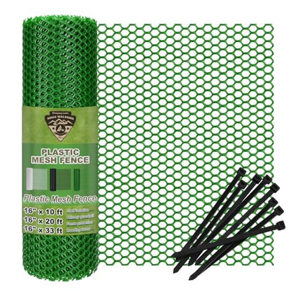 Plastic Wire Mesh Fence 16IN x 33FT, Green Plastic Net, Suitable for Poultry, Dogs, Rabbits, Snakes, Garden Barrier, Balcony Pet Fence, Chicken Fence - color: Green, size: 16IN x 33FT