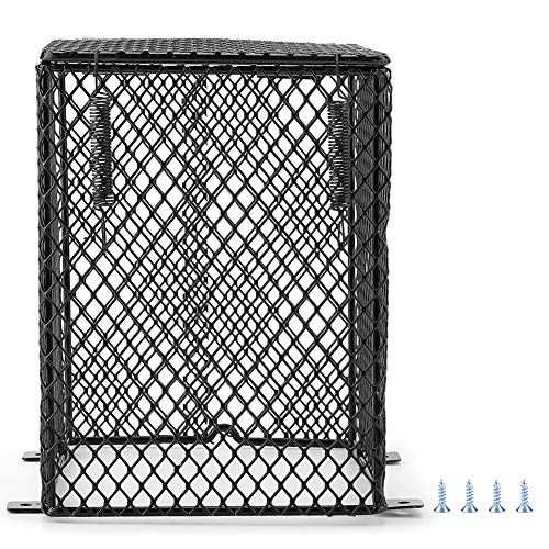 Reptile Lamp Cover, Heater Guard Heat Protector Anti Scald Cover Mesh Cage Heating Lampshade Ceramic Light Bulb Enclosure for Terrarium Chameleon Lizards Snakes (Square) - size: square