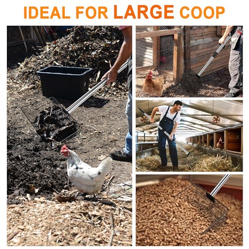Large Chicken Poop Scooper, Chicken Coop Rake Scooper Accessories