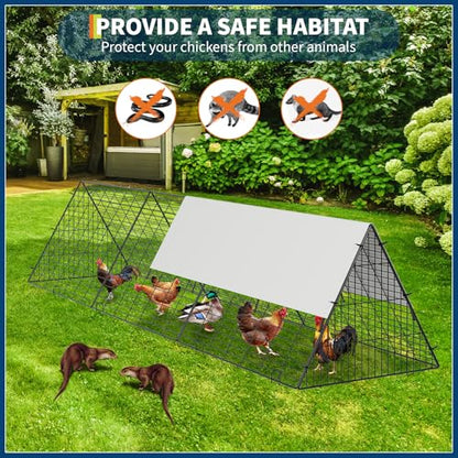 Large Metal Chicken Tunnel with Cover, Portable Chicken Coop Run for Outdoor Backyard Farm, Poultry Cage for Hens, Ducks, Rabbits, 118.1x28x24.2 inch