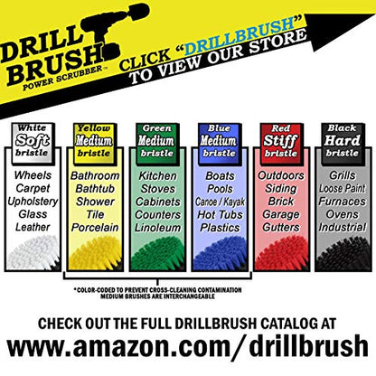 Car Accessories - Drill Brush Attachment for Washing, Wheels, Mats, Detailing - Carpet and Upholstery Cleaner - Boat and Kayak Hull Accessories - Glass and Fiberglass Cleaner - color: White