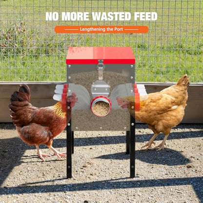 Sannwsg Chicken Feeders,68 lb Capacity 8 Port Automatic Chicken Feeder, Metal Chick Feeder with Locking Lid and Legs, Chicken Feeder for Chickens, Ducks, Geese - size: 8 Ports (3+3+2)