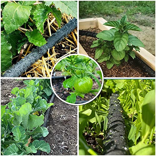 Soaker Hose 1/2" 25ft Rubber Garden Soaker Hoses, Water Seeper Round Drip Hose, Heavy Duty Drip Irrigation Hose For Vegetable, Lawn, Plants and Trees Watering - size: 1/2inch 25ft