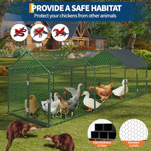 Metal Chicken Coop with Cover, Metal Chicken Run with 3 Doors, Chicken Runs for Yard, Poultry Cage for Rabbit Duck Goose, Black, 120" x40" x40" - color: black