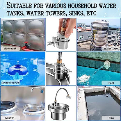 Float Valve,1/2" to 1'' water level control float valve, 304 Stainless Steel Fully Automatic water shut off valve, Automatic Water Level Controller for Water Tank, Pool, Water Tank, Livestock Troughs