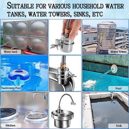 2PCS Float Valve,1/2" to 3/4'' water level control float valve, 304 Stainless Steel Fully Automatic water shut off valve, Automatic Water Level Controller for Water Tank, Pool, Livestock Troughs.