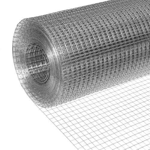 DTGN 16" x 50ft 19GA Hardware Cloth, 1/2" Galvanized Steel Wire Mesh, Chicken Wire Fence, Poultry Animal Netting for Garden Plant Welded, Rabbit Cage, Snake Rat Protection, Gutter Guard - size: 16" x 50ft