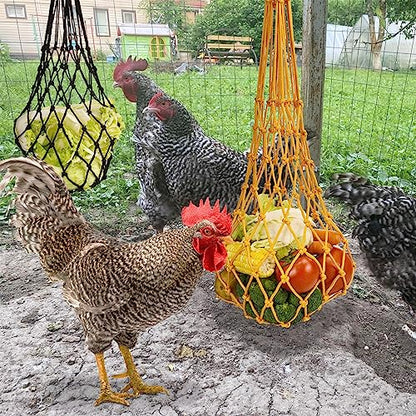 4Pcs Chicken Vegetable String Bag Poultry Fruit Holder Chicken Cabbage Feeder Treat Feeding Tool with Hook for Hens Chicken Coop Toy for Hen Goose Duck - color: Multicolor