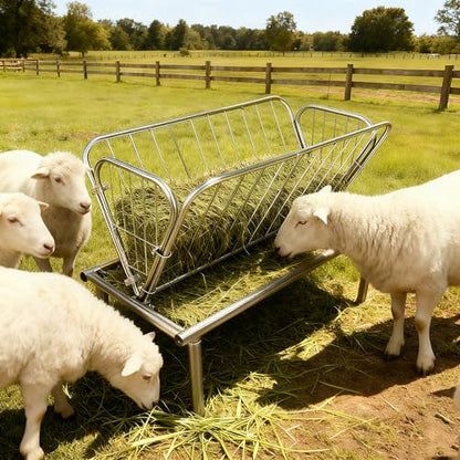 Heavy Duty Pasture Hay Feeder for Livestock, Rust-Resistant Outdoor Hay Feeder for Goats, Sheep & Mini Horses Farm Animals