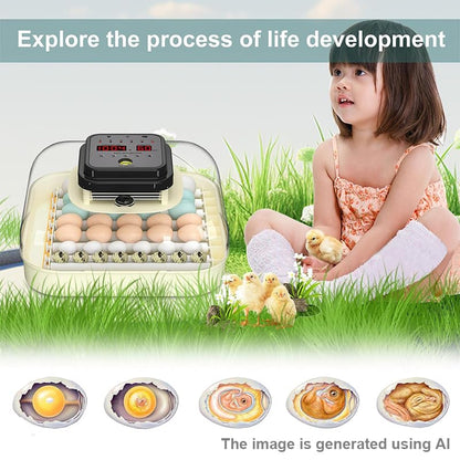 CoInceptus 35 Egg Incubator with Automatic Egg Turning and Humidity Control, Incubator for Chicken Eggs, Quail, Duck Eggs, with Egg Candler