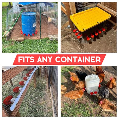 16 Pack Auto Chicken Poultry Waterer Cups Feeder for Diy Chicken Coop Automatic Watering Cup Dispenser Drinker Bebederos De Agua Para Gallinas with Mounting Hole Opener Double Leak-proof Washer - size: 16 Pcs