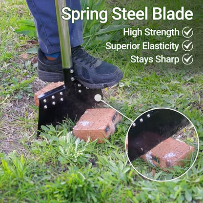Weed Scraper 65in Garden Flat Shovel Floor Scraper Long Handle Heavy Duty Multi Weeding Shovel with 11in Spring Steel Blade Floor Scraper for Ice, Snow, Weed, Dirty, Moss, Driveway, Lawn Edging
