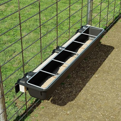 37.63In Goat Feeder, 2.5 Gallon Livestock Feeding Rack, Divided and Hanging Design for Sheep Farming, Livestock Water Trough, 1PC