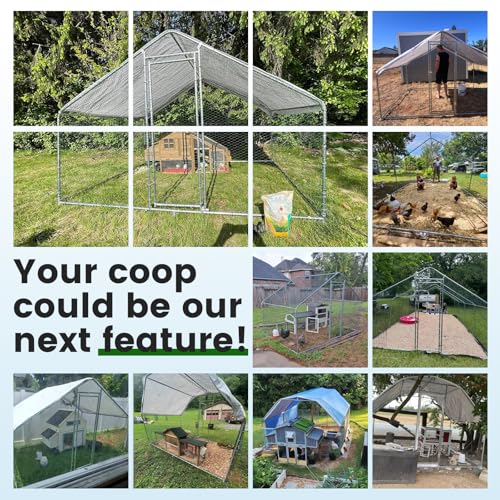 CHIKENCOOP 26x6.5x6.6 ft Metal Chicken Coop, 4-Room Chicken Run with Cover | Four-room walk-in chicken run with rounded roof, waterproof UV-resistant cover, reinforced gate, and PVC-coated mesh - size: 318.0"L x 118.0"W x 78.0"H
