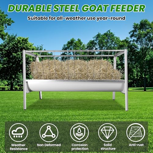 99 Gallons Goat Hay Feeder, 35.4'' Height Hay Rack for Goat, Galvanized Steel Durable Frame Construction Hay Rack, Smooth Edges and Easy Clean Design Goat Feeder, Easy Assembly for Sheep Pens