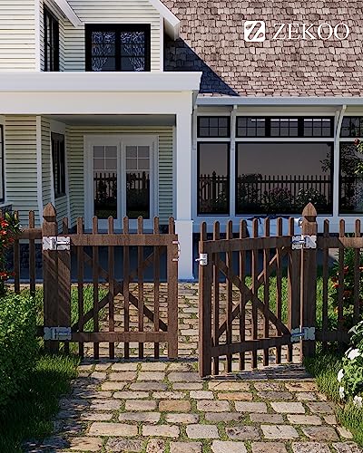 ZEKOO Stainless Steel Vinyl Fence Gate kit, Self Closing Gate Hinges and Latch, Rust Proof, Use for Vinyl Fence Gate and Wood Fences Gate, Heavy Duty 1 Gate Latch 2 Gate Hinges (White) - color: White One Set