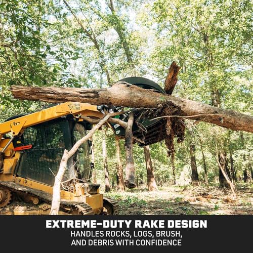 Titan Attachments 84" Extreme Root Grapple Rake Attachment, Universal Quick Tach Connection, Twin 3,000 PSI Cylinders, Replaceable Forged Steel Teeth, Tractor Accessories - style: 84 in.