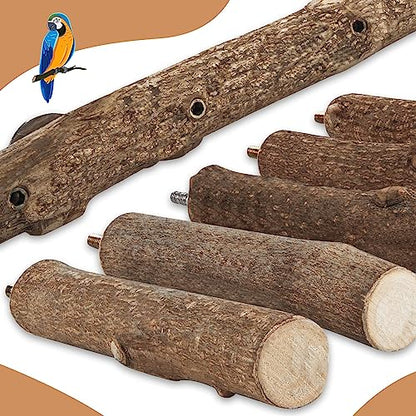 Parrot Wood Stand, Parrots Perch for Cage, Natural Bird Ladder for Small Medium Parrot, Parakeets, Cockatiels, Conures, Hamster(12.2 inch)