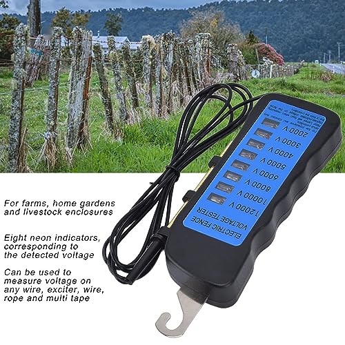 GOTOTOP 12KV Electric Fence Tester Neon Fence Voltage Tester, 2000 to 12000V 8 Neon Indicator Lights Fence Tester for Farms 16.5 x 6 x 2cm