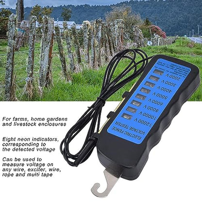GOTOTOP 12KV Electric Fence Tester Neon Fence Voltage Tester, 2000 to 12000V 8 Neon Indicator Lights Fence Tester for Farms 16.5 x 6 x 2cm