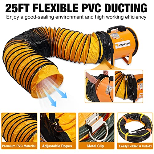 MOUNTO COMBO Heavy Duty Cylinder Fan with 25-foot Vinyl Hose (8inch) - size: 8inch