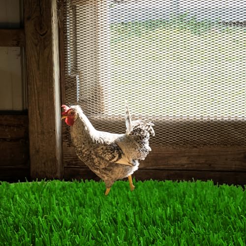 Irieiply 6 Pack 12"x12"x1.2" Chicken Nesting Pads for Laying Eggs, Washable Artificial Spring Grass Carpet Synthetic Turf Mat Nest Box Bedding for Chicken Coop