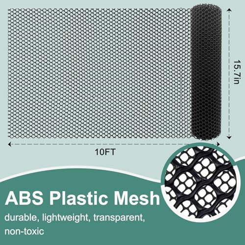 Chicken Plastic Wire Fencing Mesh - Heavy-Duty Plastic Chicken Black Wire Fence Mesh for Gardening, Barrier Netting, Poultry Dogs Rabbit Fencing (Black, 15.7IN x 10FT) - size: 15.7IN x 10FT