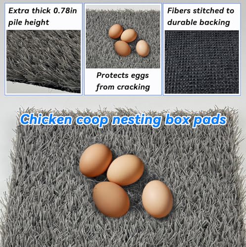 6 Pcs Chickens Nesting Box Pads -12×12",Washable Chickens Nesting Pads Artificial Grass Rug Reusable Hens Nest Boxes Pad Chicken Coop Bedding for Laying Eggs (Grey) - color: 【Grey】