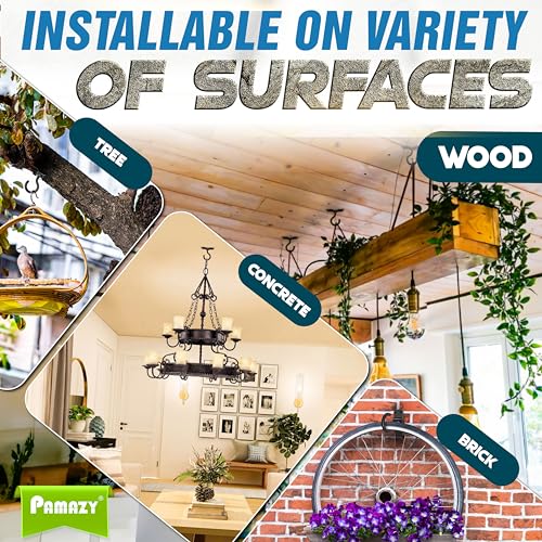 [UPGRADED] 4Pcs 200LBS Rotatable Ceiling Hooks with 4 Screw Points Base, Wall Mount Metal Hanger Black Ceiling Hook for Hanging Plant, Bird Feeder, Lights, Bed Canopy, Wind Chime, Indoor Outdoor Decor - style: 4PCS