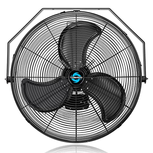 Tornado 24 Inch Outdoor Rated IPX4 Water-Resistant High Velocity Metal Industrial Workstation Wall Mount Fan For Commercial, Industrial, Residential, Greenhouse Use TEAO Motor 3 Speed UL Safety Listed - size: 24 Inch