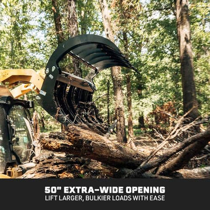 Titan Attachments 72" Extreme Root Grapple Rake Attachment, Universal Quick Tach Connection, Twin 3,000 PSI Cylinders, Replaceable Forged Steel Teeth, Tractor Accessories - style: 72 in.