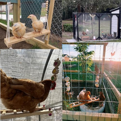 Chicken Toys for Coop 8 Set Chicken Swing Chicken Xylophone Mirror, Vegetable Hanging Feeder for hens