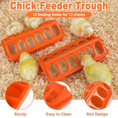 POMINEL Plastic Baby Chicken Feeder and Waterer Set (Orange) - color: Orange