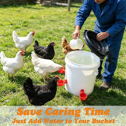 Large Automatic Chicken Waterer Cups, 6pcs Turkey Waterer Feeder for Poultry,Automatic Chicken Watering System, Water Feeder Kit Suitable for Duck, Chicks, Goose, Bunny and Bird