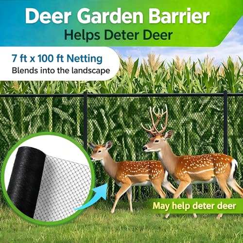 Netting for Chicken Coop, Chicken Netting for Hawks (Overhead), 7.5 x 100 ft HDPE Bird Netting, with Zip Ties & U-Stakes, Also for Berries & Fruit Trees