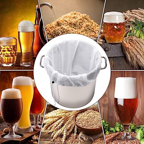5 Pack Brew Bags Reusable, Extra Large 26"x22" Fine Mesh Strainer Bag for Home Brewing Hops Grains Wine Beer Making Drawstring Straining Brew in a Bag