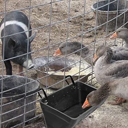 Hanging Fence Feeder for Chicken, Duck, Goat, Pig Poultry Feed Trough Chicken Feeder Bucket Feeding Container for Livestock (Black)