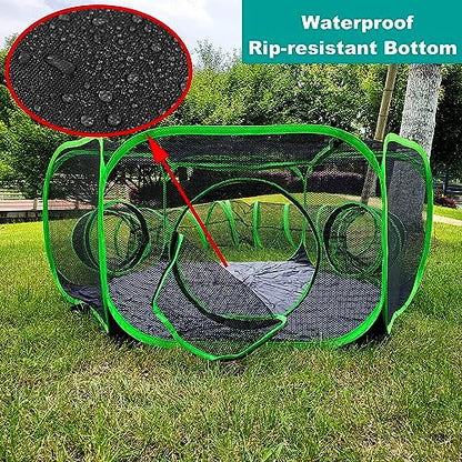 Small Animal Playpen Guinea Pig Hedgehog Cage Rabbit Cage with Fun Surround Tunnel Breathable & Transparent Pop Open Exercise Yard Fence with Top Cover Anti Escape - color: Upgrade