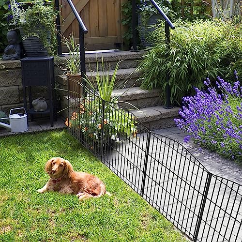 INJOPEXI Garden Fence 6 Panels 11.8ft (L)×24in (H) Decorative Garden Fence with 6 Panels Rustproof Wire No Dig Garden Fences Animal Barrier Fencing for Outdoor Patio Backyard - Without Fence Gate - size: 6 Panels 11.8ft(L)-24"(H) - Without Gate