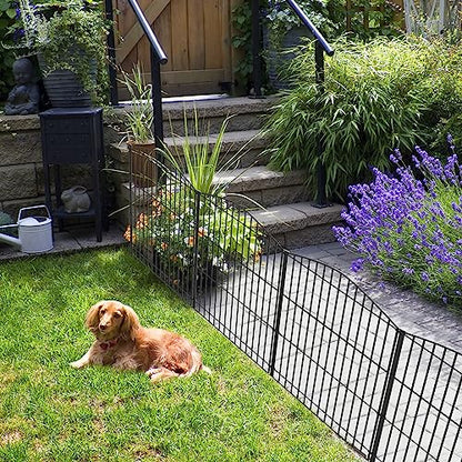 INJOPEXI Garden Fence 6 Panels 11.8ft (L)×24in (H) Decorative Garden Fence with 6 Panels Rustproof Wire No Dig Garden Fences Animal Barrier Fencing for Outdoor Patio Backyard - Without Fence Gate - size: 6 Panels 11.8ft(L)-24"(H) - Without Gate