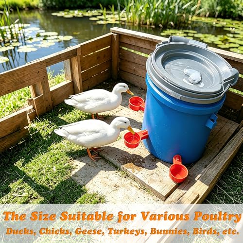 Large Automatic Chicken Waterer Cups, 6pcs Turkey Waterer Feeder for Poultry,Automatic Chicken Watering System, Water Feeder Kit Suitable for Duck, Chicks, Goose, Bunny and Bird