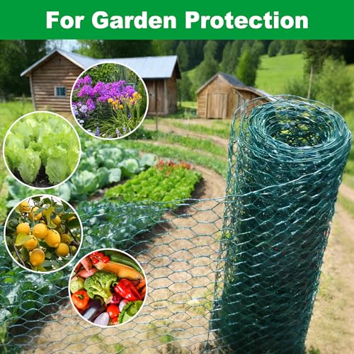 Chicken Wire Fencing,PVC Coated 16inx26ft Hexagonal Mesh Protector Plants Wire for Poultry,Duck,Floral Garden Vegetables Barrier Fence Netting - size: 16inx26ft/16inx315in