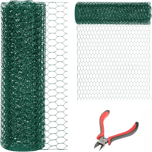 60'' x 150' Green Chicken Wire Fencing, 1 inch Chicken Wire and 19 Gauge Poultry Netting, Garden Mesh Fence Roll for Floral Arrangements/Crafts/Farm/Livestock/Pet Protection - size: Green /19 Gauge 60" x150'