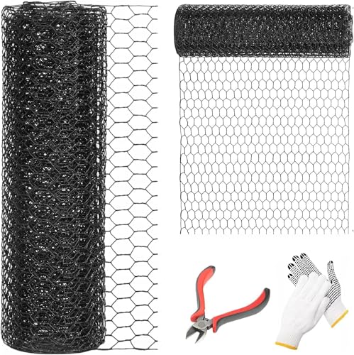24'' x 50' Black Chicken Wire Mesh Fence, 15 Gauge Poultry Netting and 2 inch Mesh Fence Roll, Chicken Wire for Floral Arrangements/Crafts/Farm/Livestock/Pet Protection